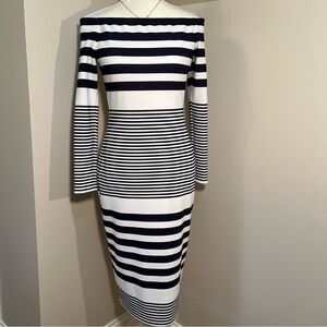 Eliza J Off Shoulder Striped Dress